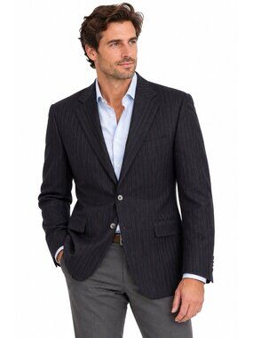 ERMENEGILDO ZEGNA su misura mens blazer 44L 100% wool pinstripe 15 milmil 15